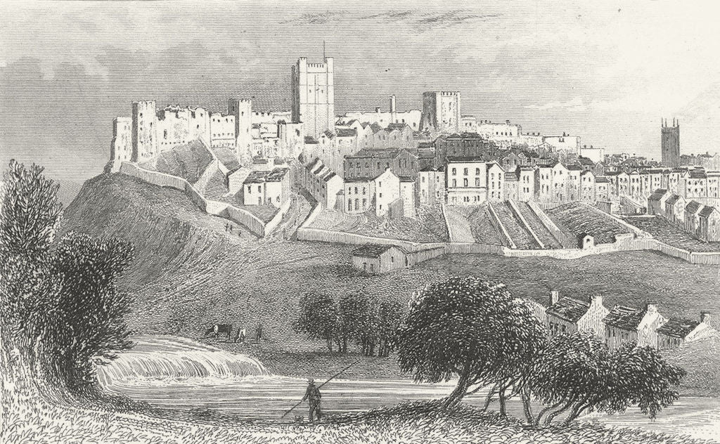 YORKS. Richmond, Town & Castle. DUGDALE c1840 old antique print picture